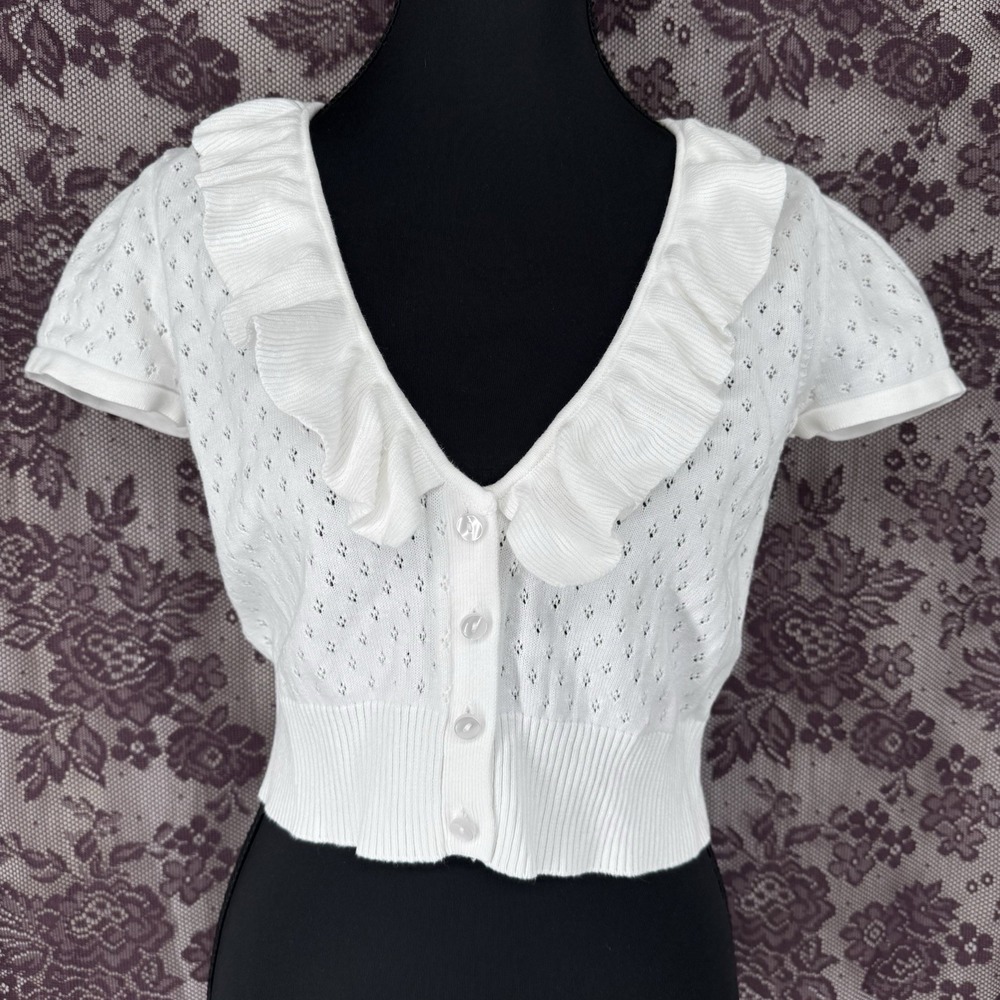 Cropped Cardigan Sweater Top S Cottage Prairie Dainty Coquette Preppy Ponitelle